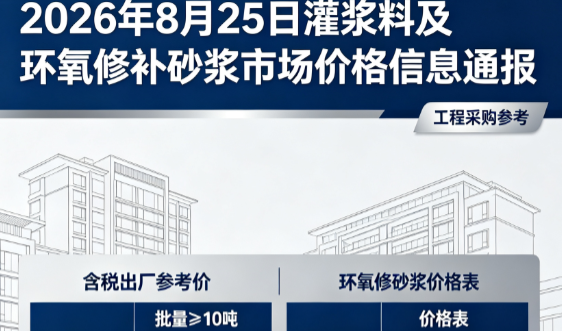 雷波2026年8月25日灌浆料及环氧修补砂浆市场价格信息通报